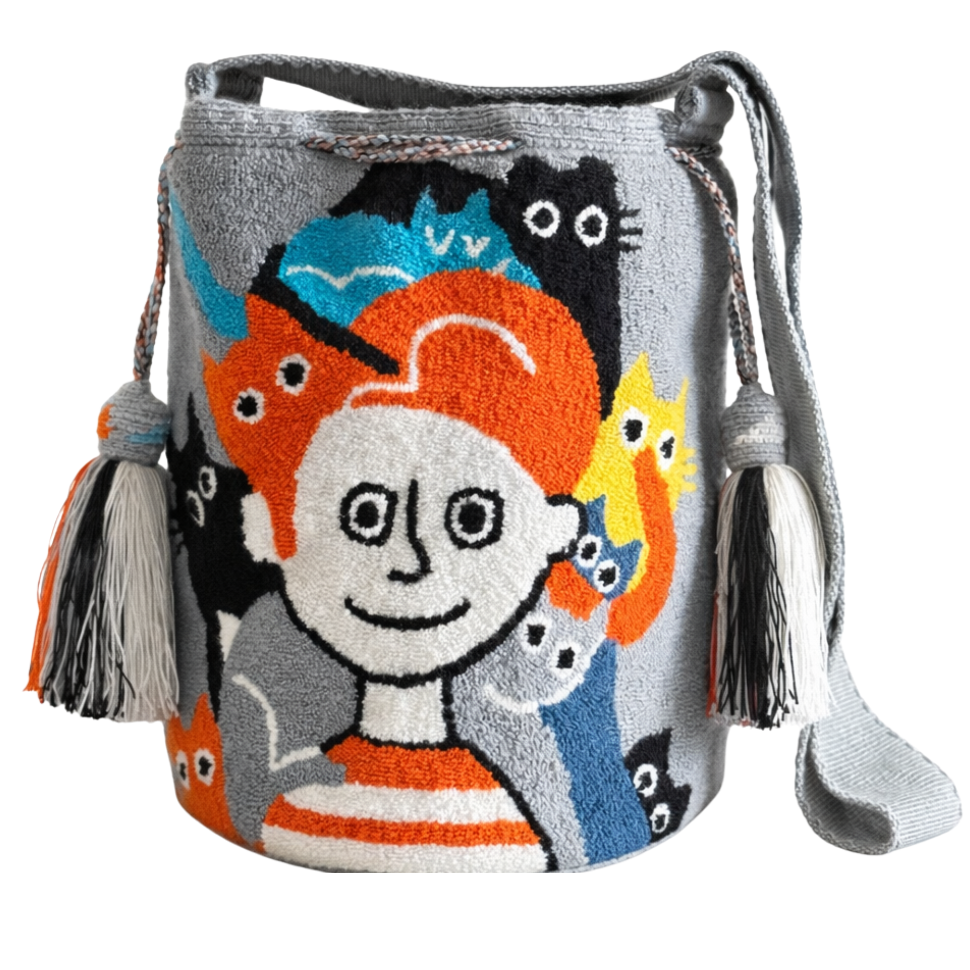 Wayuu Bag Handmade – Cats Mochila, Boho Crossbody Artisan Bag
