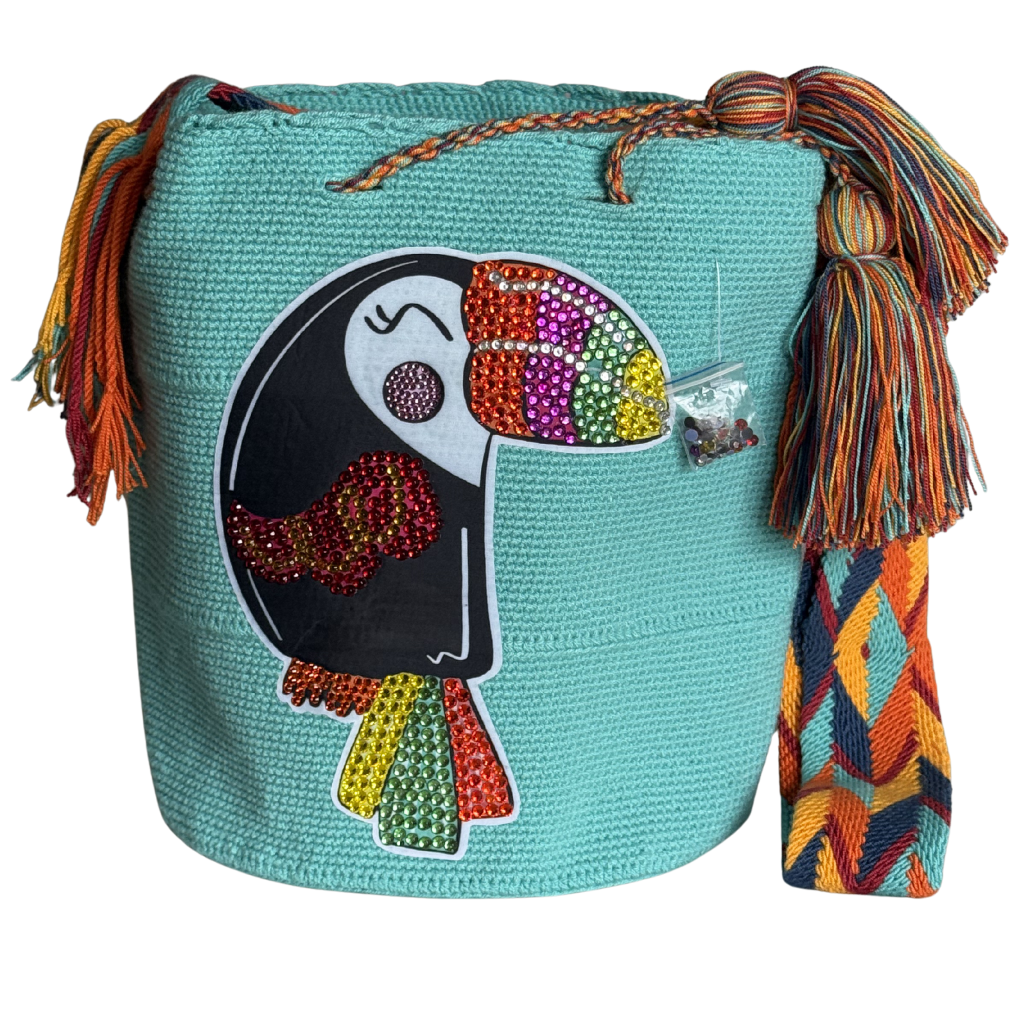 Handmade Wayuu Wildlife Collection Bag – Rhinestone Edition
