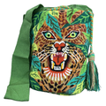 Jaguar Spirit Handmade Wayuu Mochila Bag – Jungle Embroidered Crossbody Purse