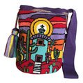 Handmade Desert Chapel Wayuu Bag – Southwestern Sunset Crochet Crossbody Mochila