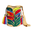 Handmade Wayuu Heart Bag – Ivory Floral Mochila Crossbody, Colorful Artisan Woven Statement Bag