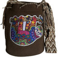 Handmade Crochet Sloth bear Crossbody Bag with Stonefix – Brown Artisan Mochila Bag