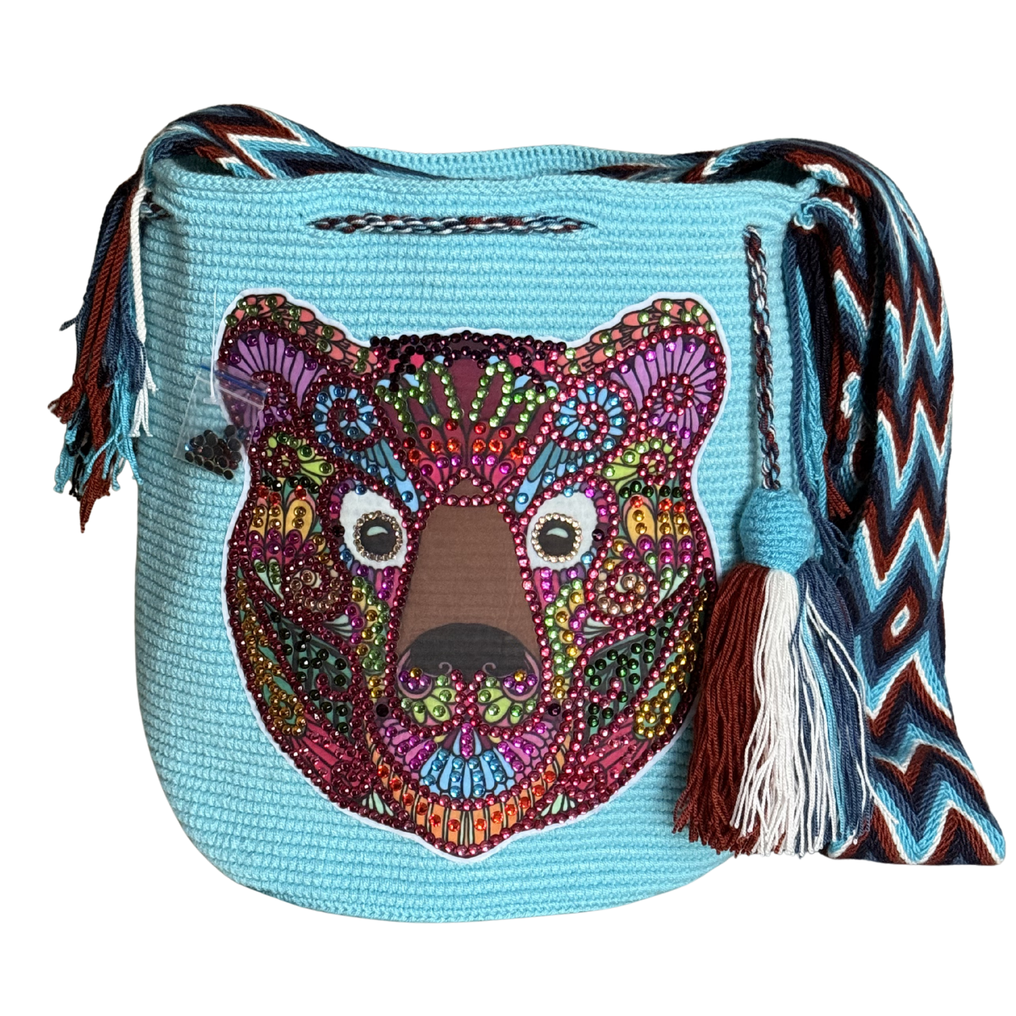 Handmade Wayuu Wildlife Collection Bag – Rhinestone Edition