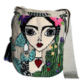 Handmade Wayuu Crossbody Bag – Frida-Inspired Desert Portrait, Artisan Boho Shoulder Bag