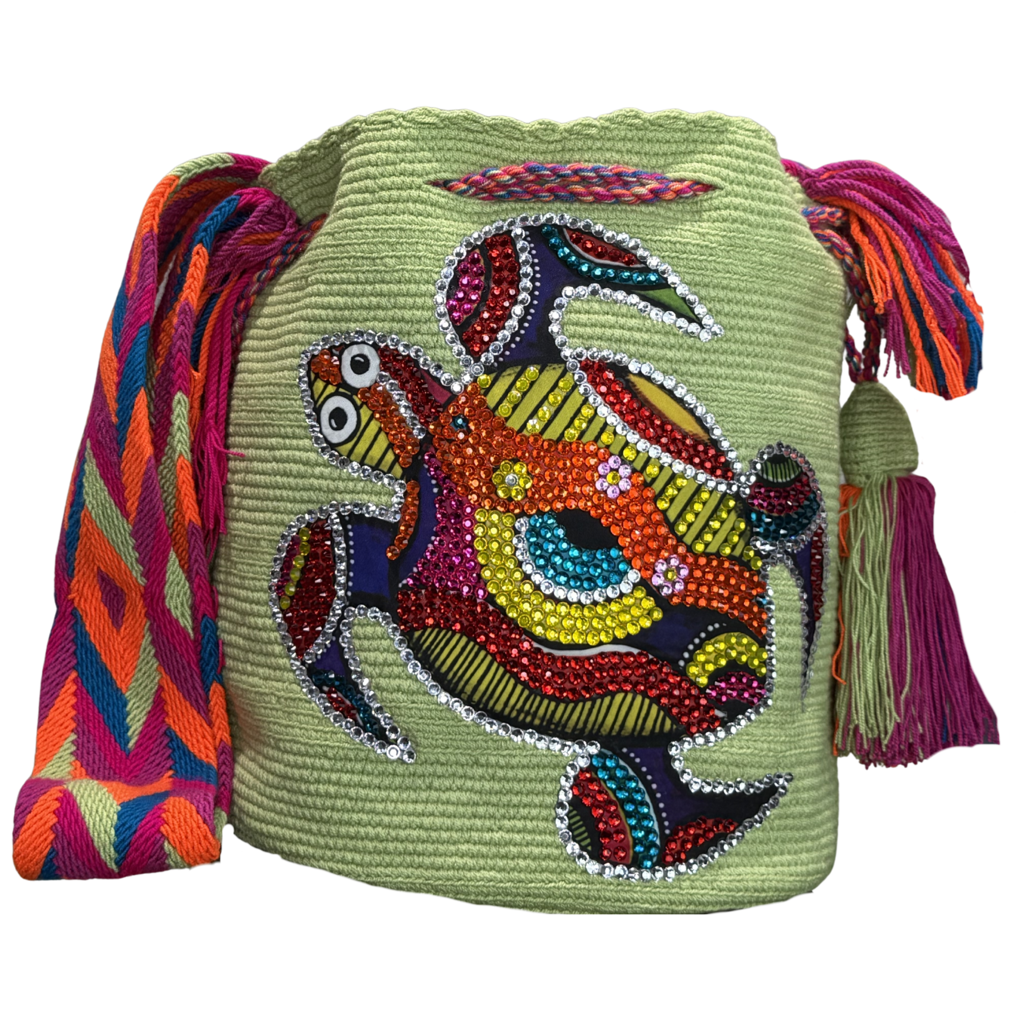 Handmade Wayuu Wildlife Collection Bag – Rhinestone Edition