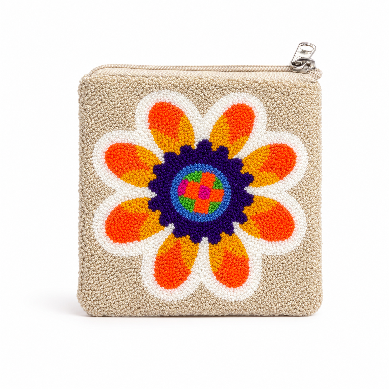 Handmade Wayuu Floral Mini Pouch – Artisan Crochet Zipper Wallet