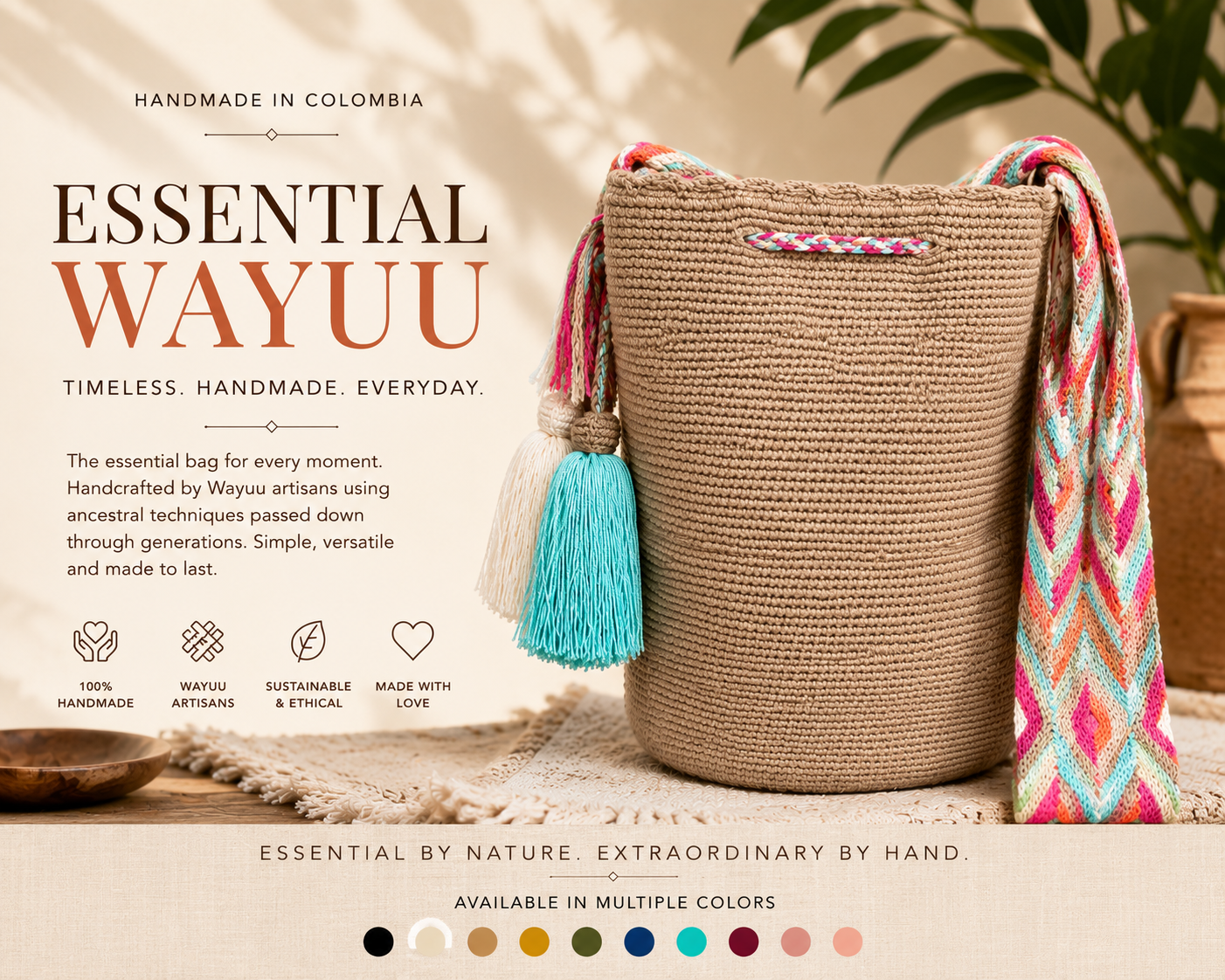 Essential Wayuu Mochila | Handmade Colombian Crossbody Bag