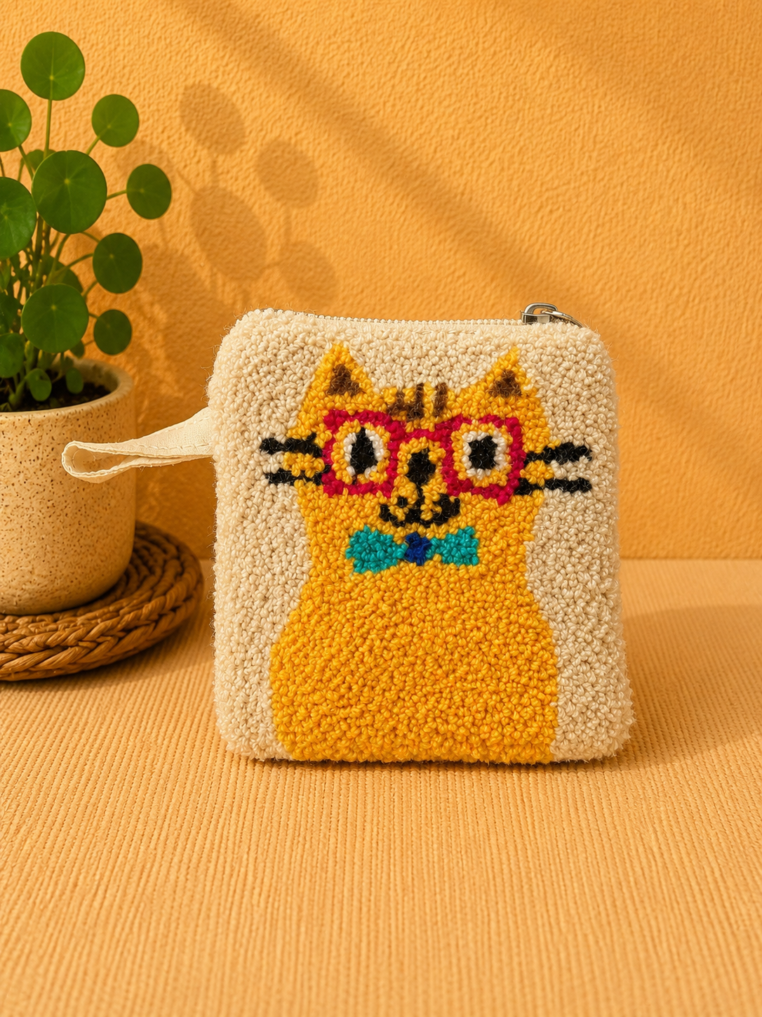 Handmade Wayuu Coin Purse SMALL– Colorful Artisan Mini Zipper Pouch with Whimsical Cats Design (Copy)
