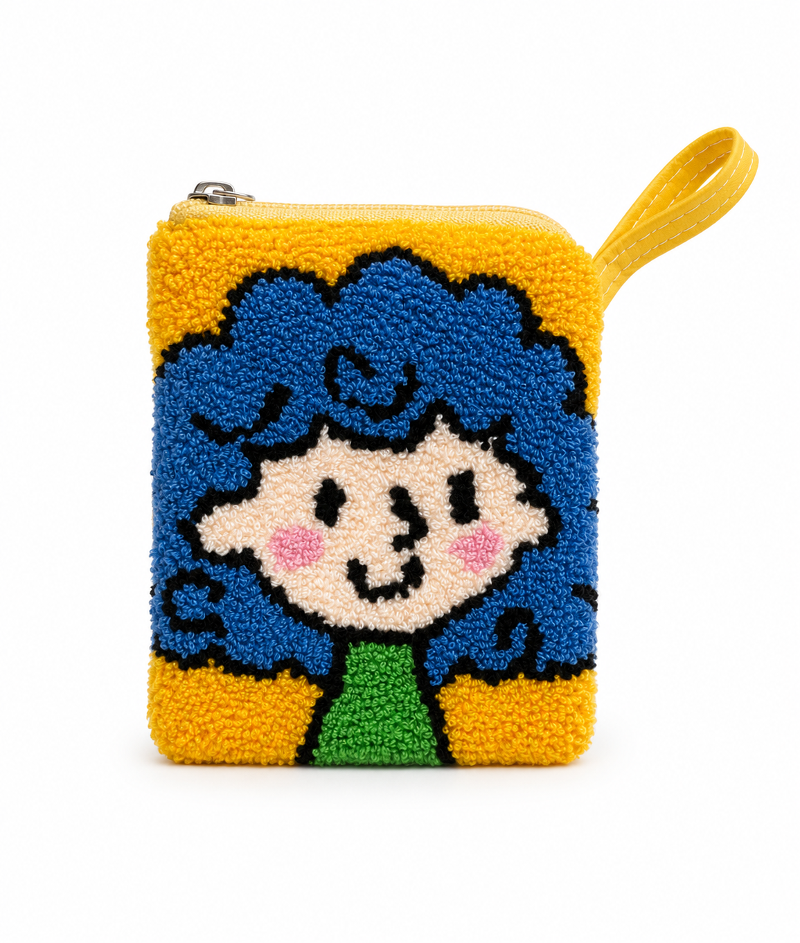 Handmade “Playful Portraits” SMALL Punch Needle Coin Purse – Artisan Character Zipper Pouch, Colorful Tufted Cosmetic Bag (Copy)