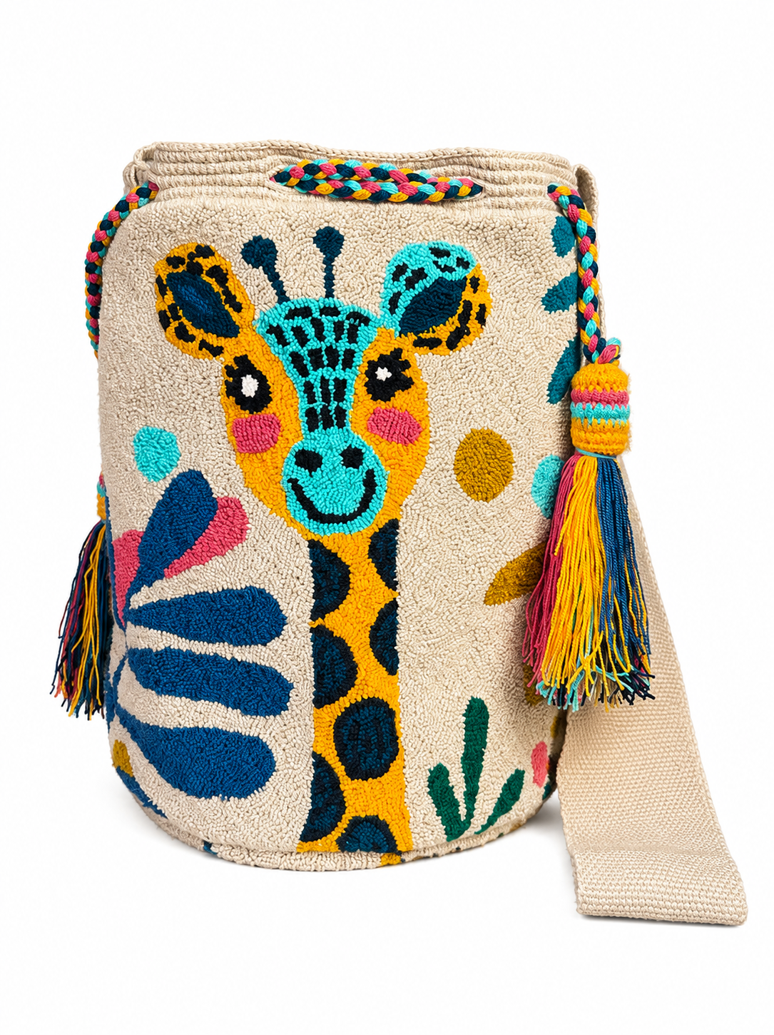 Handmade Wayuu Giraffe Mochila | Animal Stories Collection