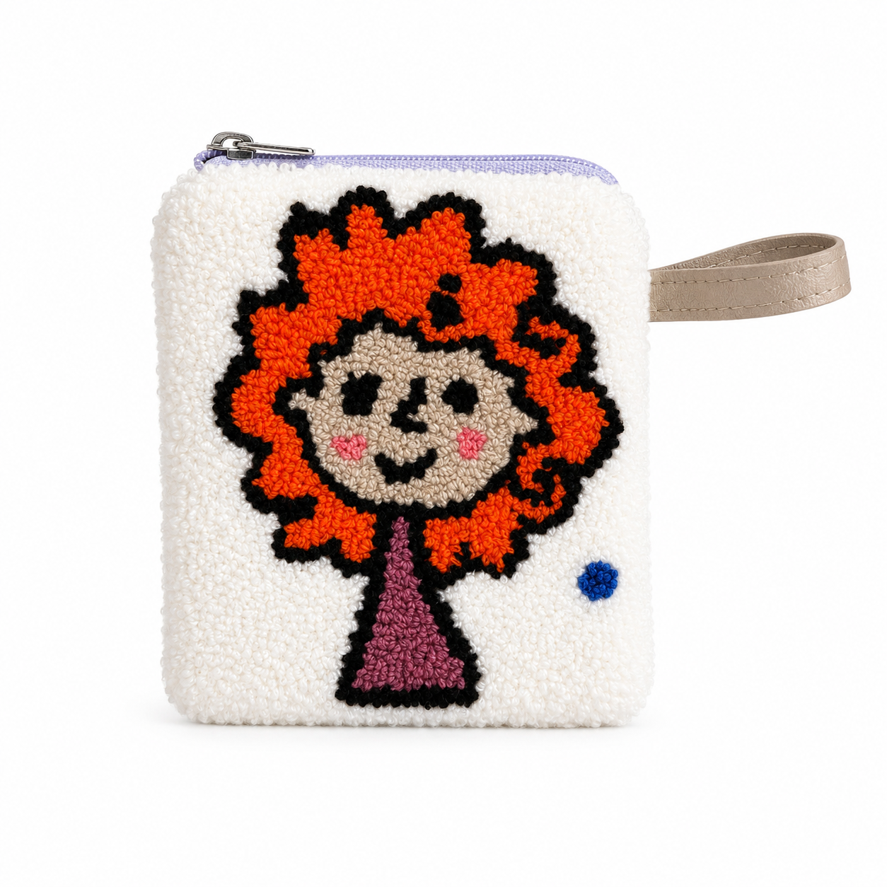 Handmade “Playful Portraits” SMALL Punch Needle Coin Purse – Artisan Character Zipper Pouch, Colorful Tufted Cosmetic Bag (Copy)
