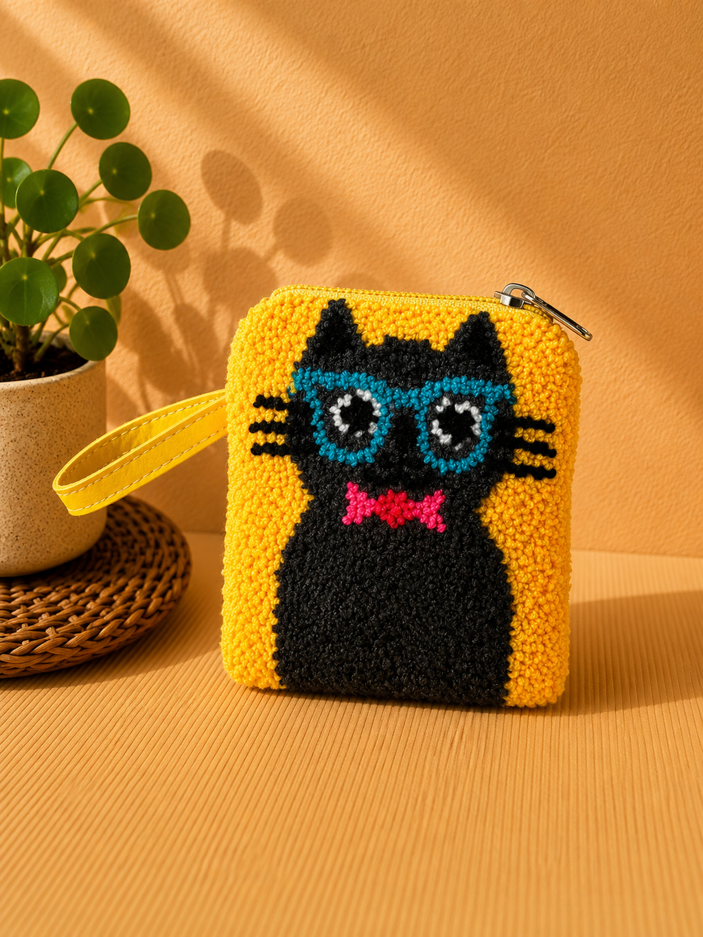 Handmade Wayuu Coin Purse SMALL– Colorful Artisan Mini Zipper Pouch with Whimsical Cats Design (Copy)