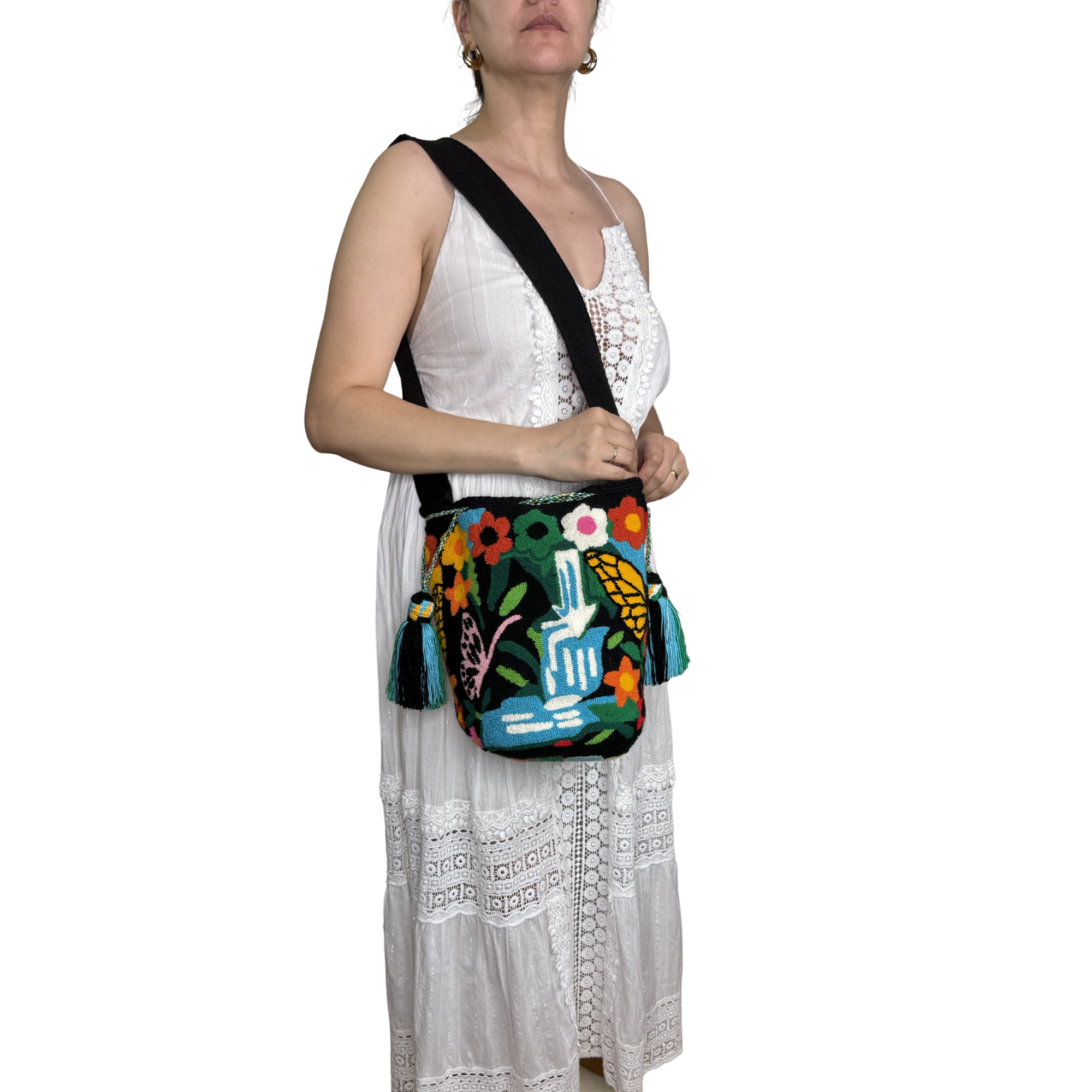 Waterfall Oasis Handmade Wayuu Mochila Bag – Artisan Nature Crossbody Purse