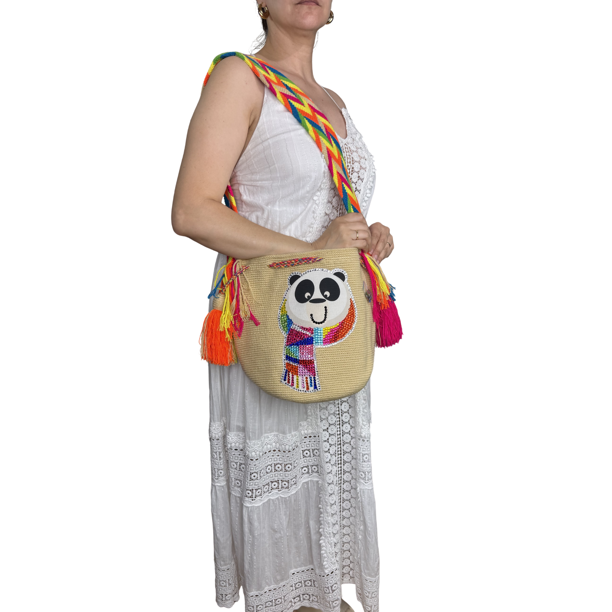 Handmade Wayuu Wildlife Collection Bag – Rhinestone Edition