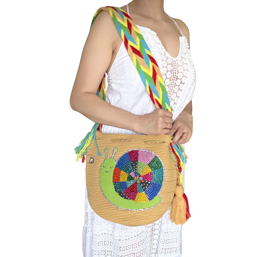 Handmade Wayuu Wildlife Collection Bag – Rhinestone Edition