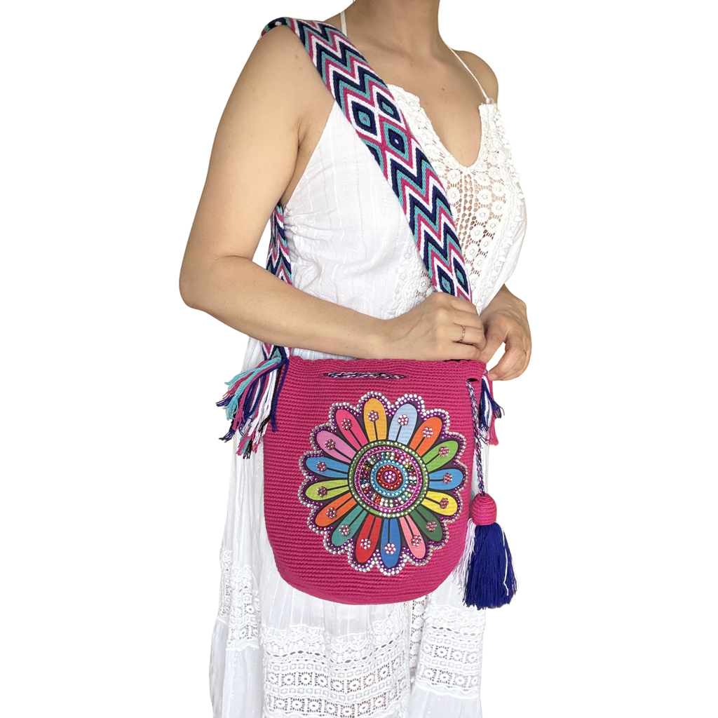 Handmade Wayuu Crossbody Bag – Color Bloom Bucket Bag