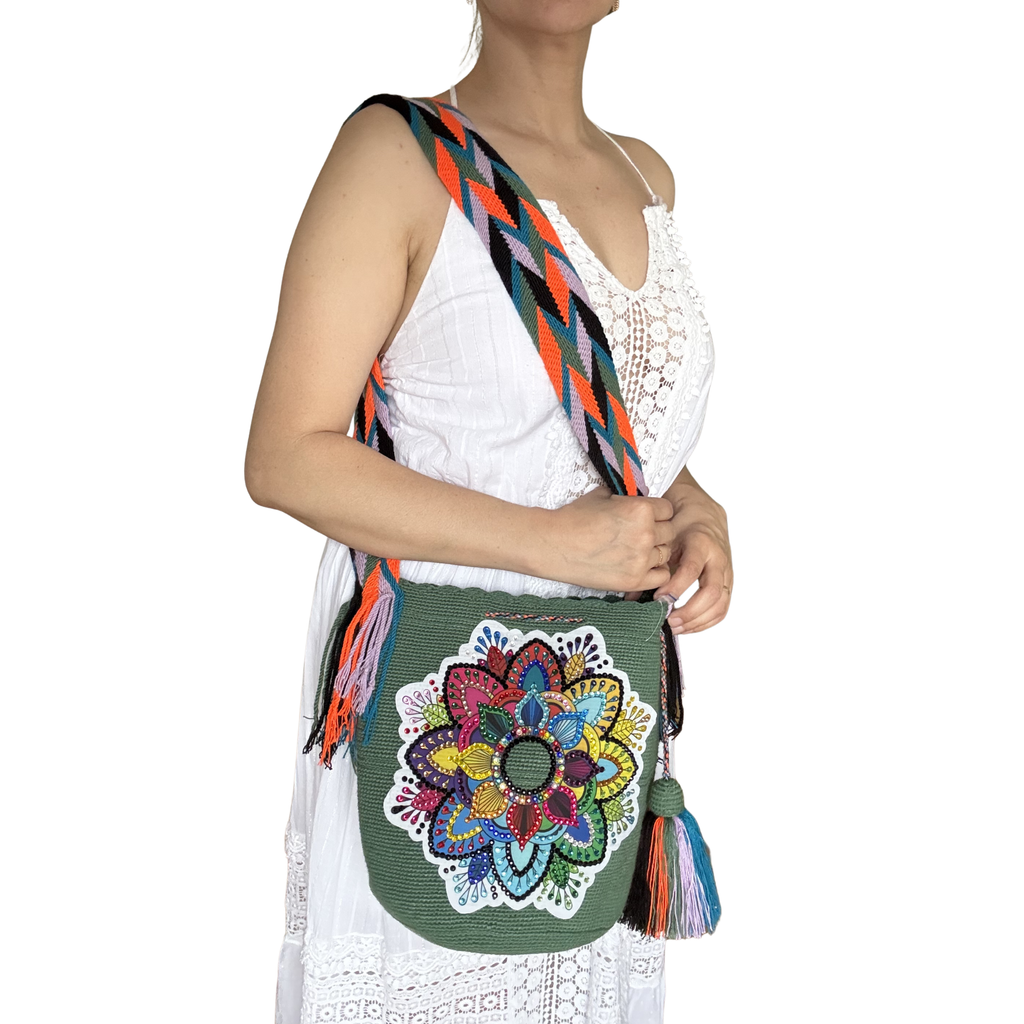 Handmade Wayuu Crossbody Bag – Color Bloom Bucket Bag