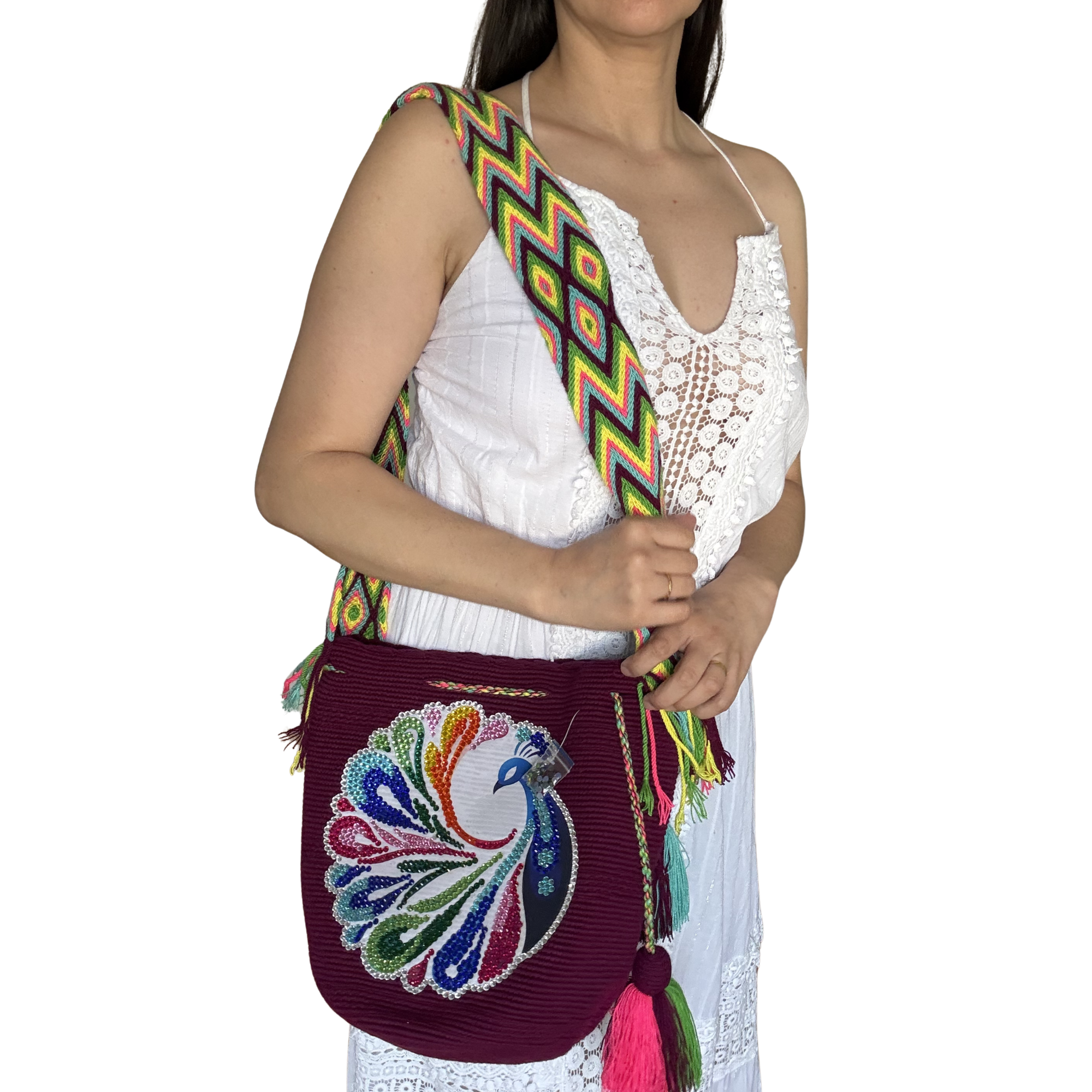 Handmade Wayuu Wildlife Collection Bag – Rhinestone Edition