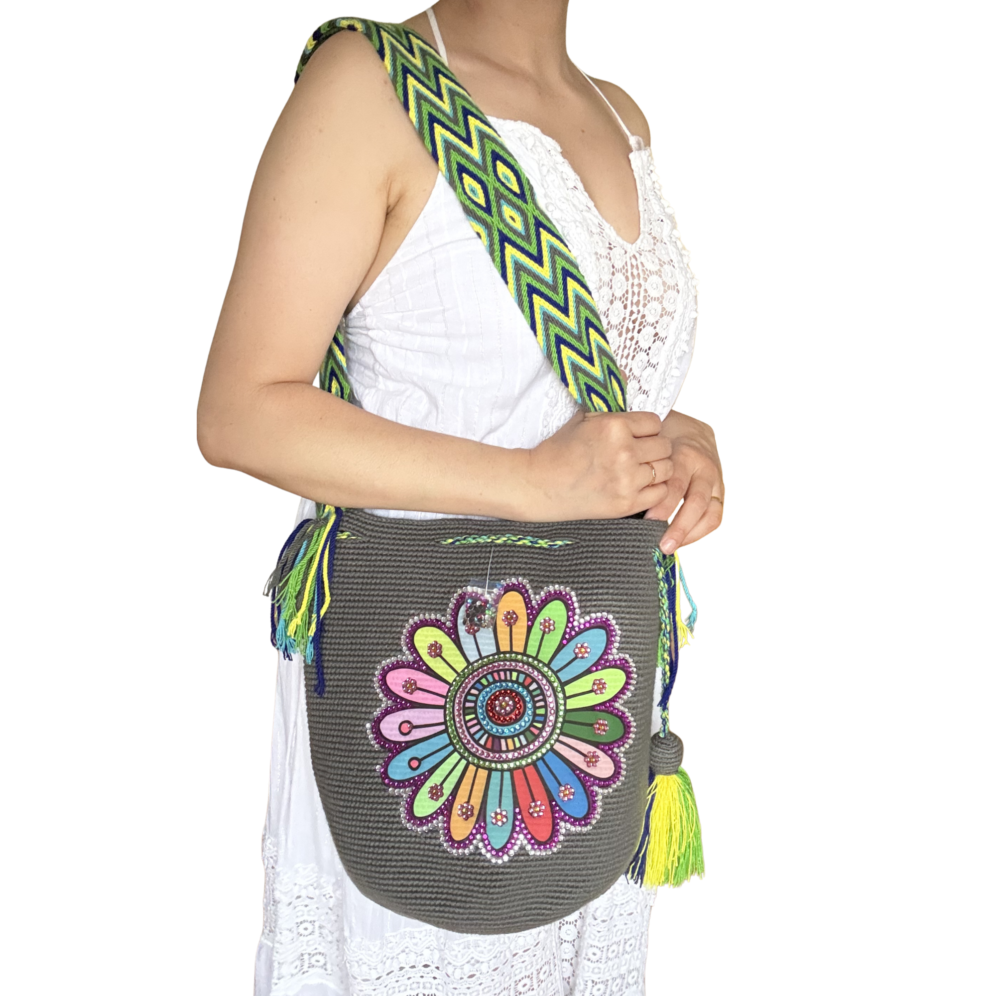 Handmade Wayuu Crossbody Bag – Color Bloom Bucket Bag