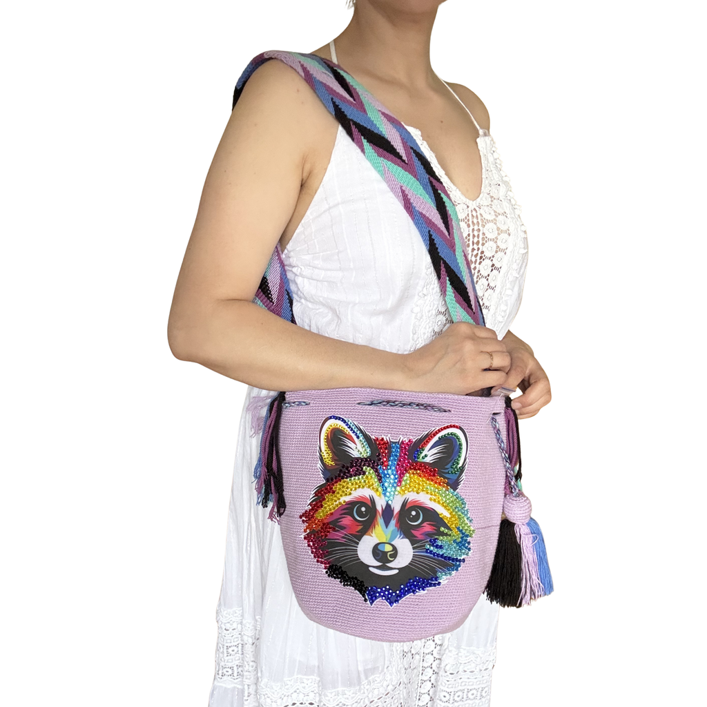 Handmade Wayuu Wildlife Collection Bag – Rhinestone Edition