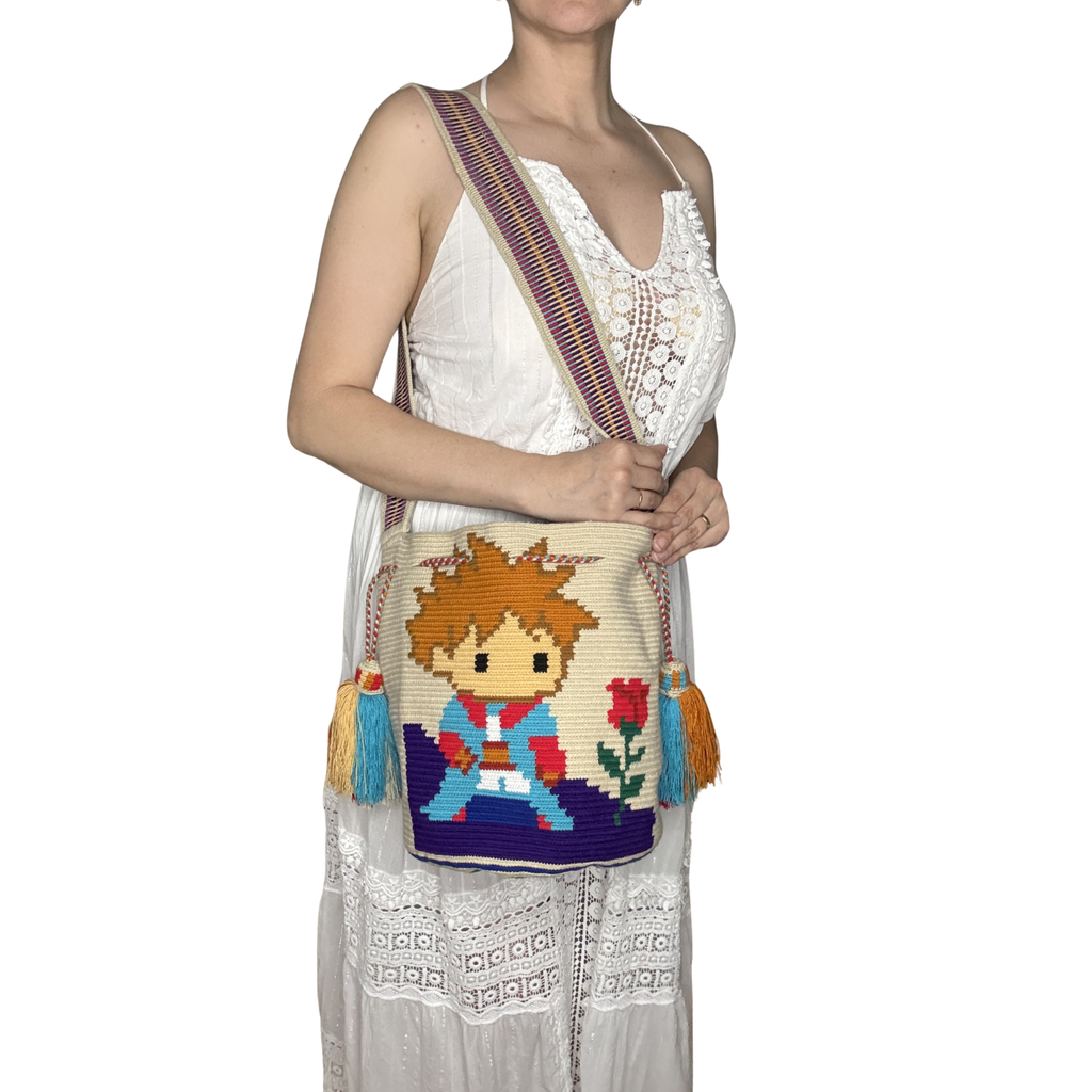 Handmade Little Prince Wayuu Bag – Artisan Crochet Crossbody Inspired by Le Petit Prince