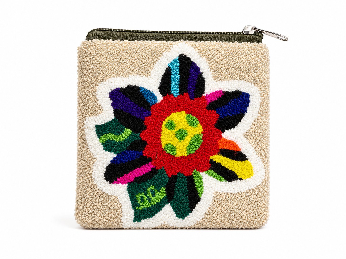 Handmade Wayuu Floral Mini Pouch – Artisan Crochet Zipper Wallet