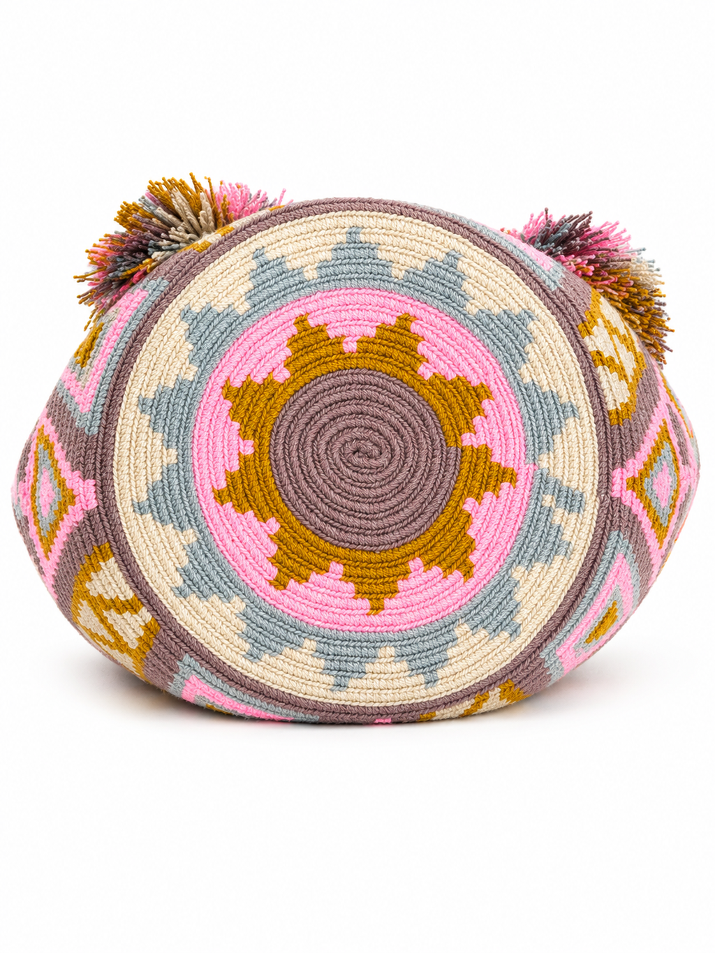 Handmade Wayuu Crossbody Bag – Geometric Crochet Bucket Bag, Colombian Artisan Shoulder Purse