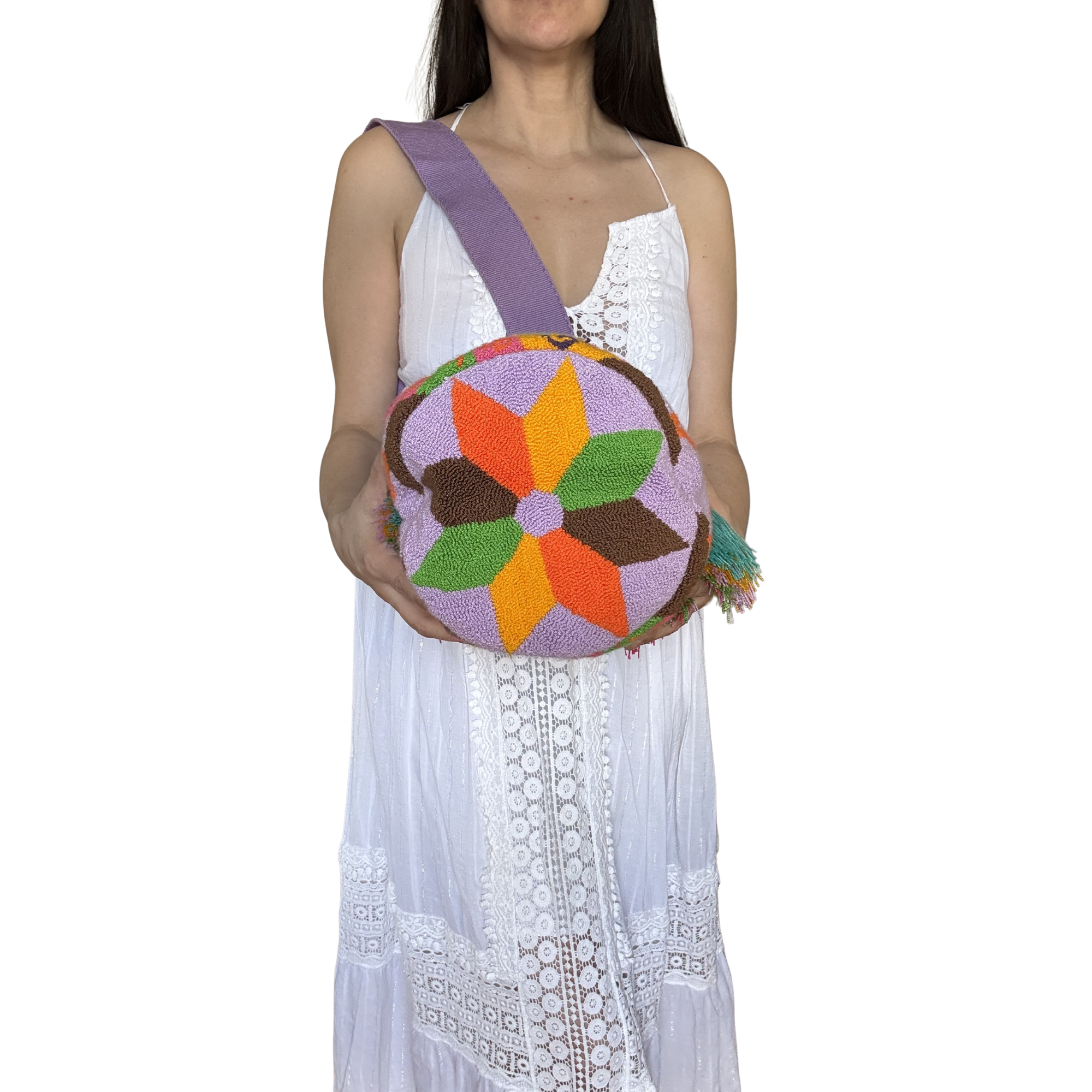 Handmade Wayuu Snail Bag – Lavender Mochila Crossbody, Colorful Artisan Animal Design