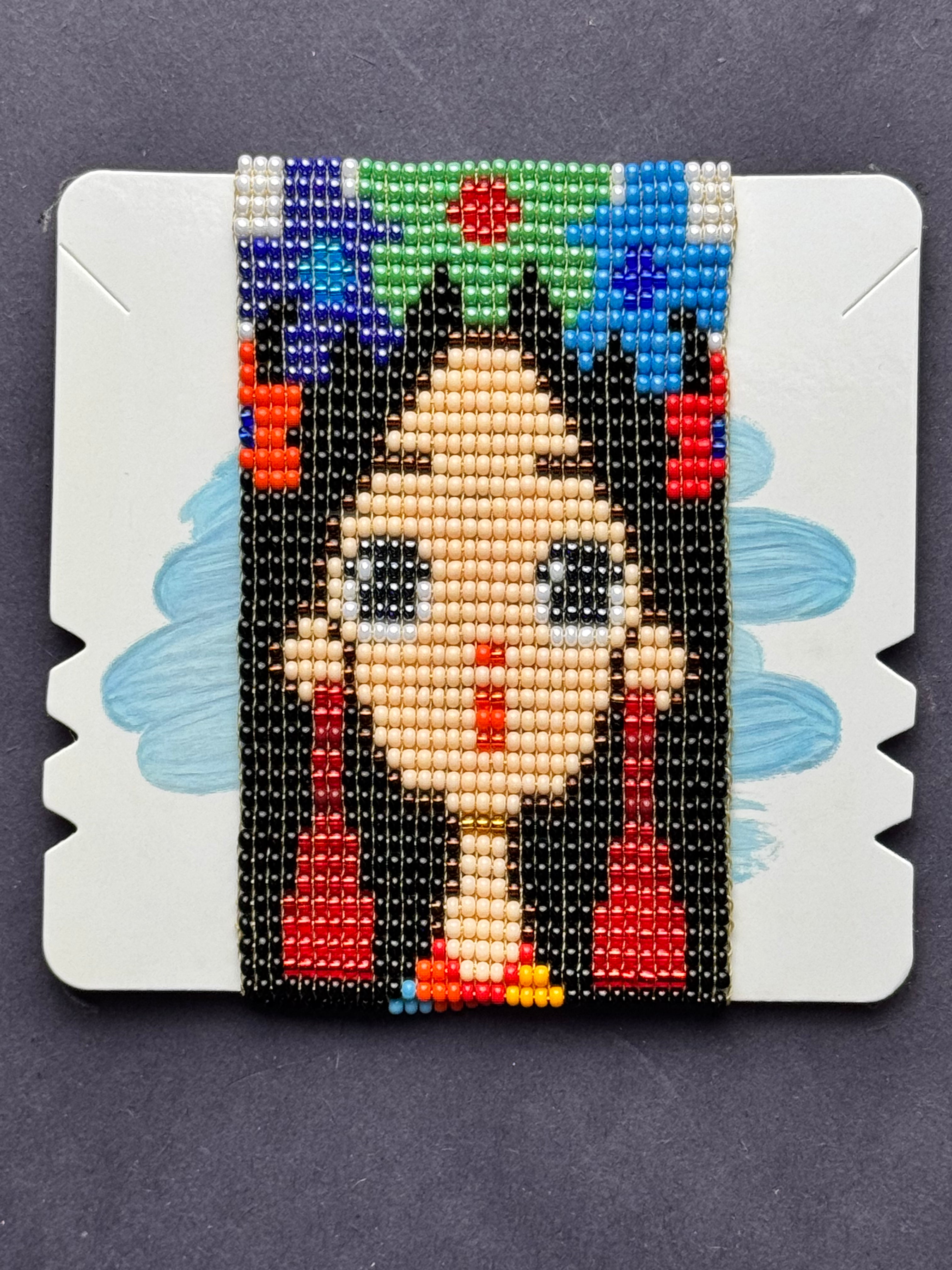 Handmade Frida Kahlo Bracelet | Artisan Woven Czech Seed Bead Bracelet