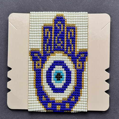 Hamsa Bracelet | Evil Eye Beaded Bracelet | Artisan Woven Czech Seed Bead Bracelet